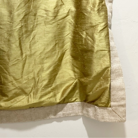 ARHAUS Euro Pillow Cover Green Beige Silk Dupioni Reverses To Linen Weave 29X29 - Picture 2 of 5